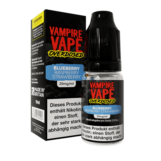 Vampire Vape Nikotinsalz - Blueberry Raspberry Strawberry - Overdosed Liquid 20mg 10ml