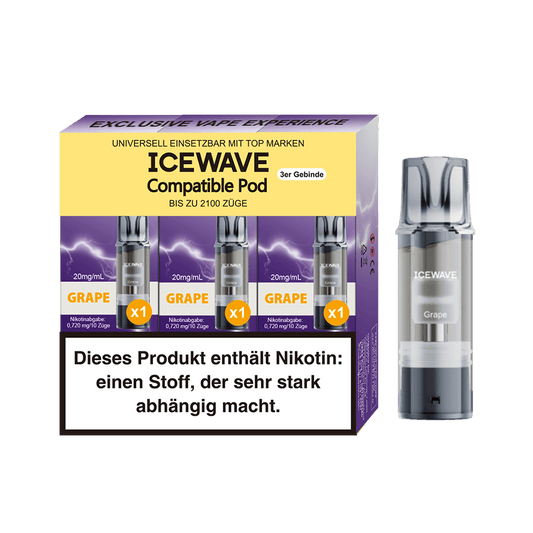 3x Icewave Einweg Pod - Grape - 20mg Nikotinsalz 2ml