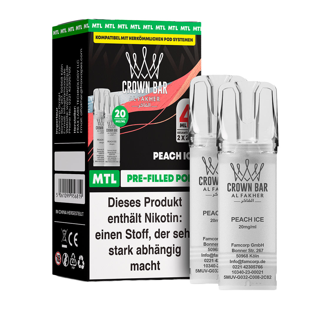 Al Fakher - Crown Bar 600 MTL POD - Peach Ice (2 Pods)